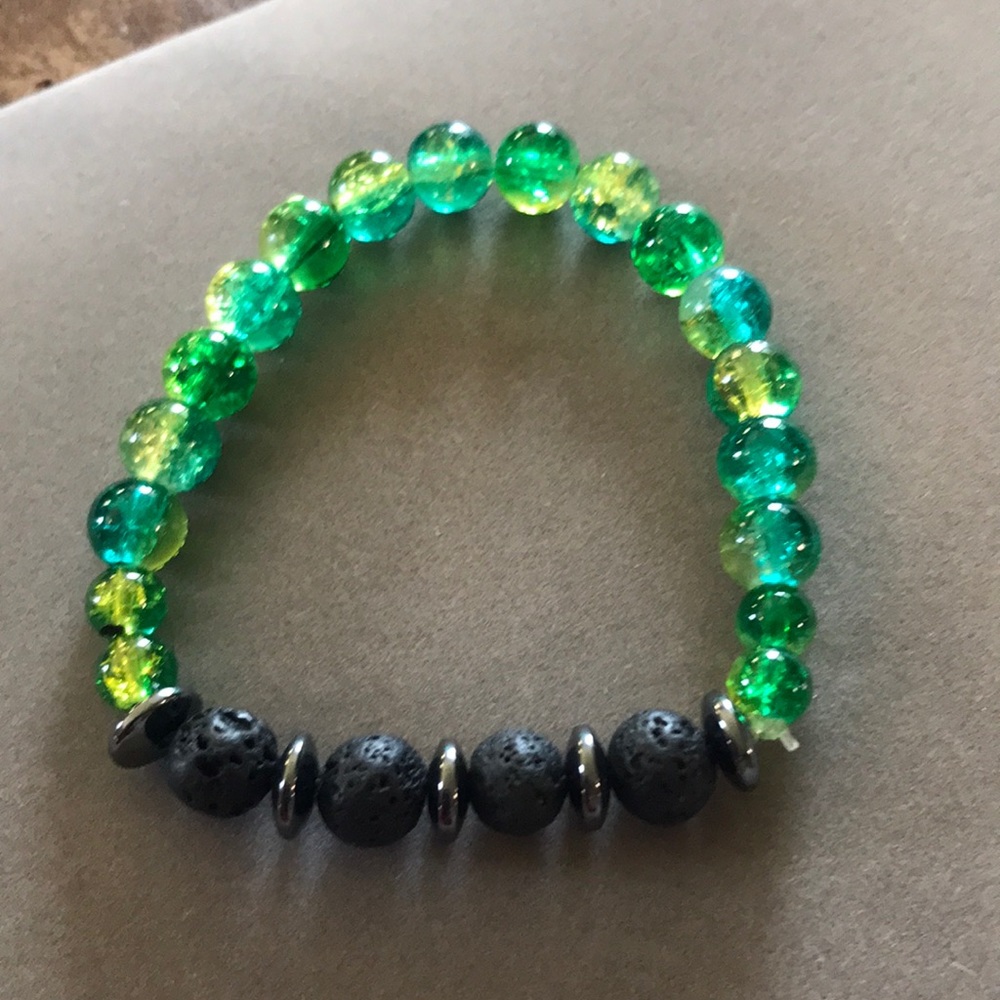 (Sold) Handmade Aromatherapy bracelet w lava ston